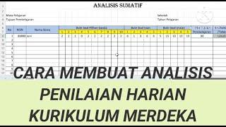 Cara Membuat dan Mengisi Analisis Penilaian Harian Kurikulum Merdeka di Excel