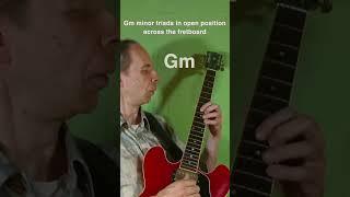 G minor triads in open position across the fretboard #guitar #guitarpractice #jazz #chords #music