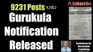 #TS GURUKULA Notification released for 9231 Posts#Keshavarao#Psychology#Pedagogy#