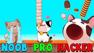 THE CAT's MOUTH IS HUGE!  NOOB vs PRO vs HACKER in Duet Cats