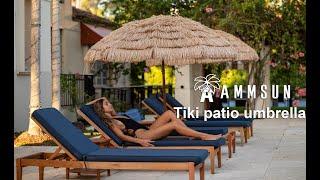 AMMSUN 7.5ft Hula Thatched Tiki Patio Umbrella  UPF 50+ for Outdoor Tiki Bar, Tropical Palapa, Patio