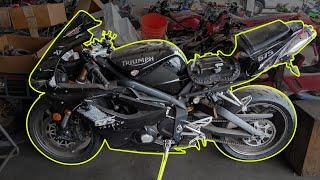 Triumph Daytona 675 WRECKED Bike Rebuild (Part 1) First Start!