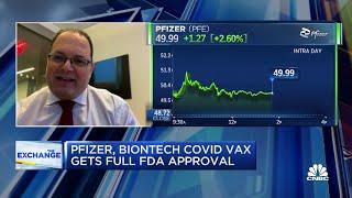 Pfizer shares up after full FDA vaccine approval