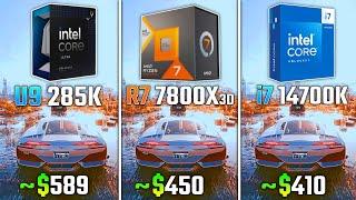 INTEL ULTRA 9 285K vs RYZEN 7 7800X3D vs INTEL i7-14700K | Test in 6 Games