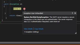 The SMTP server authentication error in C# email Sending.
