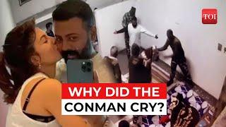 Caught on CCTV: Conman Sukesh Chandrasekhar breaks down after his cell raided by officials