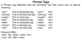 Phrase Tags in HTML in Hindi || By : Anu Monga