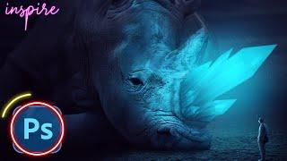 Effect Photoshop Tutorial Glowing Rhino Photo Manipulation 2022