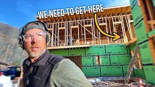 Construction of a MEGA sized Modern Home PT 57 | Winder Stair FRAMING!