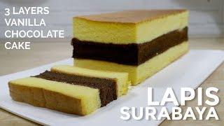 LAPIS SURABAYA LEMBUT (FULL KUNING TELUR) // 3 LAYERS SOFT VANILLA CHOCOLATE CAKE