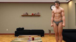 Room Male Muscle Growth Animation