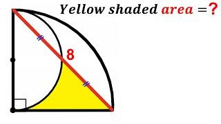 Can you find area of the Yellow shaded region? | (Quarter Circle) | #math #maths | #geometry