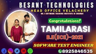 "Tamilarasi Journey: From B.E(ECE) to Software Test Engineer | Success Story at Besant Technologies!