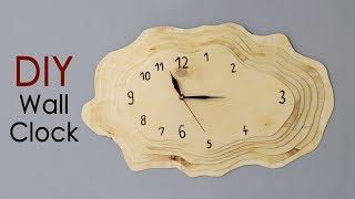 DIY Layered Plywood Wall Clock with a Tree Ring Shape