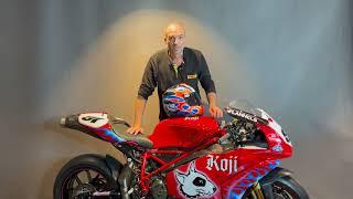 Ducati 999RS Haslam Koji, Tech talk and close ups with fairing off.  WSBK AND BSB