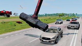 Cars vs Giant Hammers #1 — BeamNG.drive