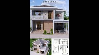 30x31 Feet Small House Design 9x9.5 Meter 3 Bedrooms Hip Roof #homedesign #housedesign #homeplan