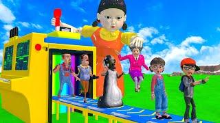 Scary Teacher 3D vs Squid Game Transport Machine Funny Baby Doll Challenge 5 Times, Tani Win