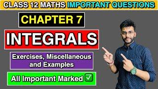Chapter 7 Integrals Important Questions - Class 12 Maths | All Exercises, Miscellaneous and Examples