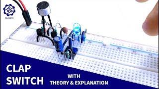 Clap Switch circuit on Breadboard (Sound triggered LED) | Transistor + 555 timer projects