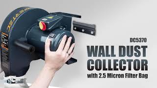 POWERTEC Wall Mounted Dust Collector with 2.5 Micron Filter Bag | 537 CFM (DC5370)