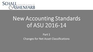 ASU 2016-14   Part 1:  Changes for Net Asset Classifications