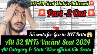 CSAB Seat Matrix 2024 Part-2 || All 32 NITs Vacant seat List 2024 || CSAB Counselling 2024 #shorts