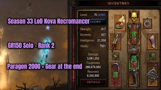 Season 33 LoD Nova Necromancer GR150 Rank 2 Paragon 2000 - Diablo 3