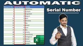 Automatic serial number in excel | generate serial number automatically in excel in hindi