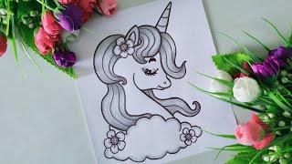 How To Draw Creative Unicorn | Beautiful Art | Easy Unicorn Drawing | Step By Step Drawing Tutorial