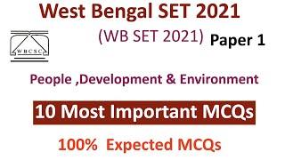 West Bengal SET (WB SET) Preparation  2021 | 10 Most Important MCQs from People & Environment