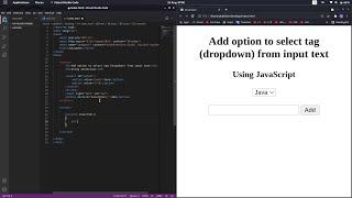 How To Add Option To Select Tag From Input Text using Javascript .