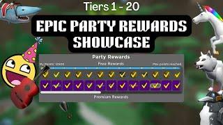 Epic Party Rewards Showcase (Tiers 1 - 20) [Roblox: Epic Minigames]