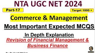 Financial management and business finance Most Important & Expected MCQs | NTA UGC NET 2024|