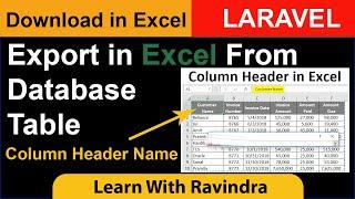Download in excel format in Laravel with column Heading Name | Export Multiple Tables in Excel Hindi