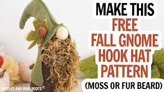 Free Gnome Pattern / Fall Gnome / Hook Hat Gnome Pattern / Moss Beard / Gnome DIY for Fall