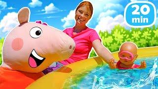 Peppa, Irene und Baby Born. Puppen Spiele für Kinder im Schwimmbad. 3 Folgen am Stück