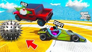 OGGY Vs JACK Vs Pink PANTHER Epic Face To Face Race For Monster Car Racing ChallengeGTA5