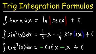 Basic Integration Formulas of Trigonometric Functions - Calculus