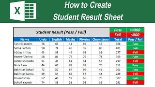 Student Result Sheet SUM and Pass or Fail | Excel for Beginners 2021