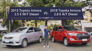 2018 Toyota Innova 2.8 E A/T Diesel vs 2013 Toyota Innova 2.5 E M/T Diesel | Automart Car Comparo