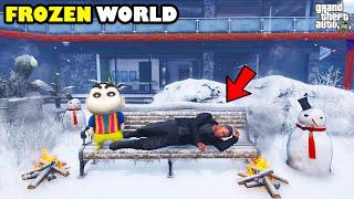 Franklin Trying To survive The FROZEN WORLD in GTA 5 | SHINCHAN and CHOP