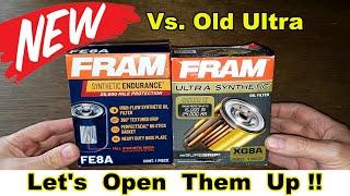 New Fram Endurance Oil Filter FE8A Cut Open vs. Old Fram Ultra Oil Filter XG8A Cut Open Comparison