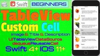 IOS 11, Swift 4, Tutorial : How To Create Custom Cell Tableview ( with Image & Text )