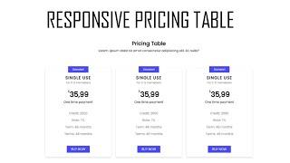 Build responsive pricing table in html css