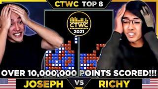 10M POINTS!!? - 2021 CTWC Tetris Top 8 - Joseph vs. Richy - Classic Tetris World Championship