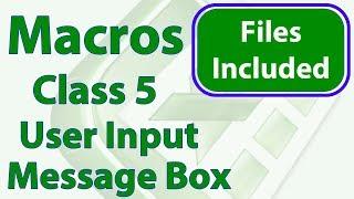 Excel Macro Class 5 - Get User Input - Message Box