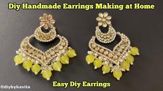 How to make Kundan Stone Earrings at Home | Easy diy Handmade Earrings Tutorials | Diy by Kavita