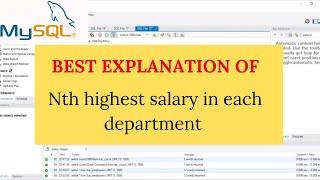 SQL Query for Nth Highest Salary In Each Department Using Dense Rank Function