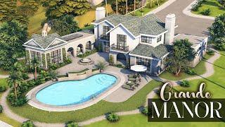 GRANDE MANOR | Luxury Estate in the Hills | Pool, Fitness Room, Garage | The Sims 4: CC Speed Build